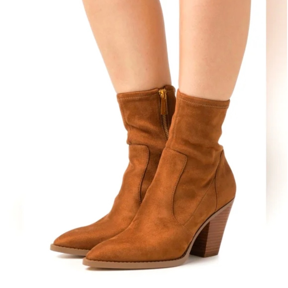 Michael Michael Kors,  Dover 100mm pointed-toe boots, Luggage, 7